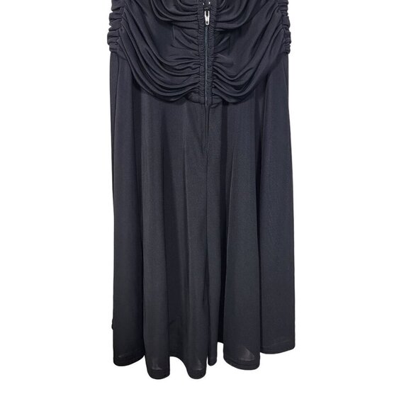 Vintage 90s Tadashi Black Halter Jersey Knit Pleated Cocktail Dress Size M - Picture 7 of 10